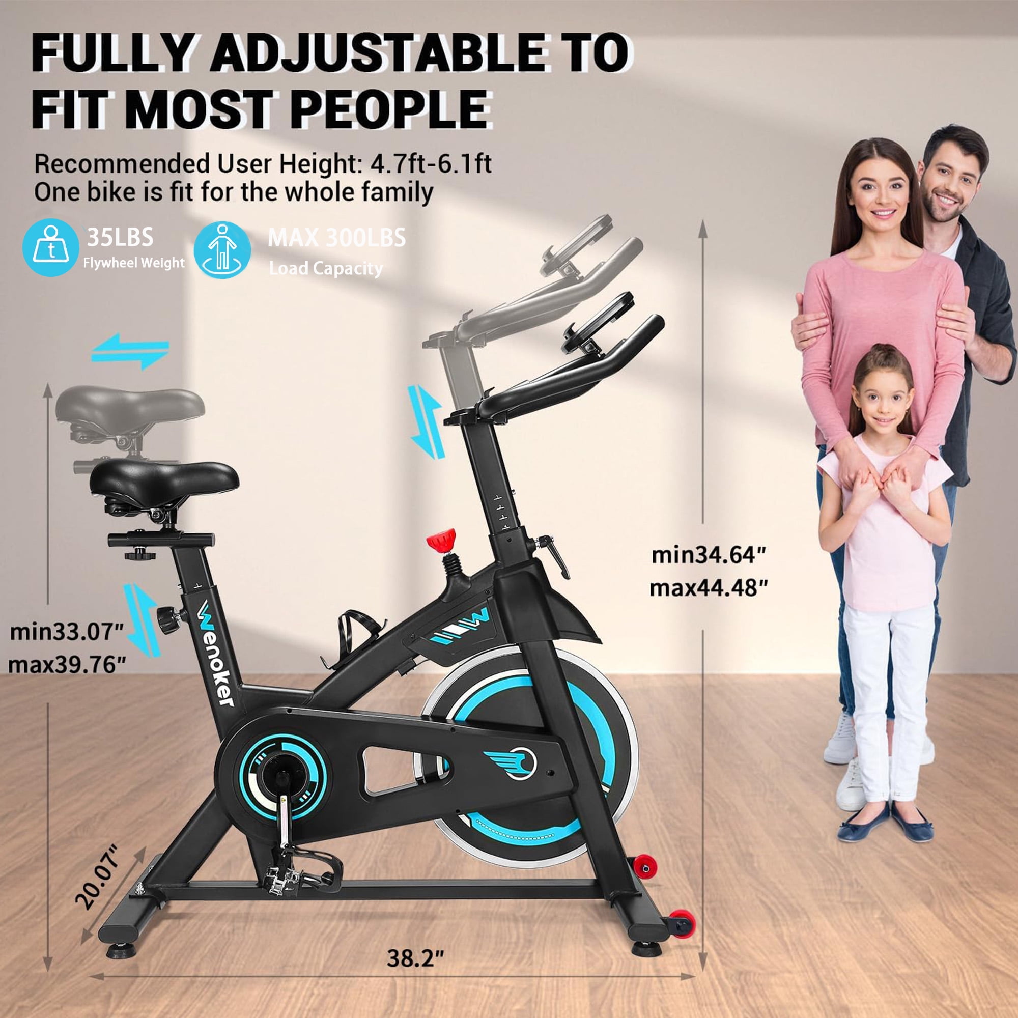 ERACH Cyclette da Casa, Silenziosa Cyclette Professionale con Resistenza Regolabile, Schero