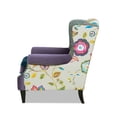 thumbnail image 4 of Anya Boho Chic Wingback Accent Arm Chair, Floral & Leopard, Satin Teal & Purple, 4 of 11