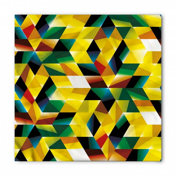 Modern Art Bandana, Geometric Green, Unisex Head and Neck Tie, by Ambesonne