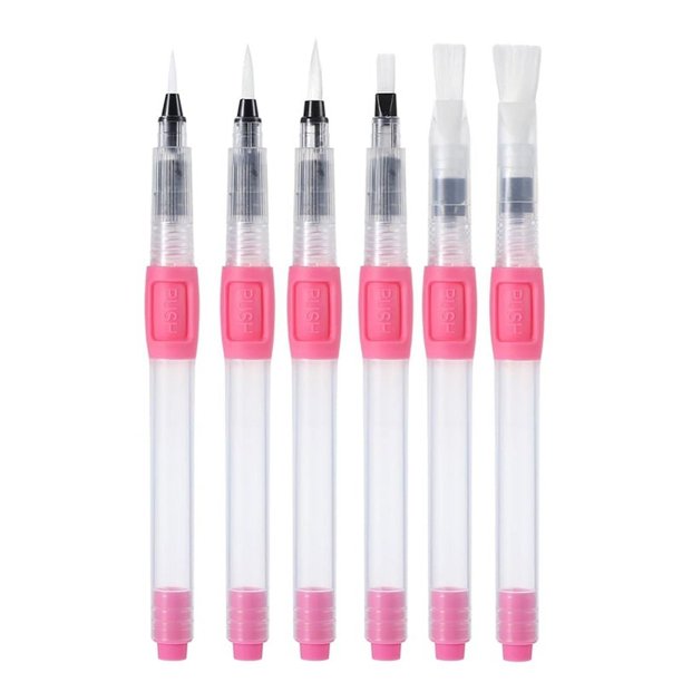 Juego de 6 Pinceles para Acuarela, Pluma Estilográfica, Pinceles de Nailon para Caligrafía, Color Rosa.