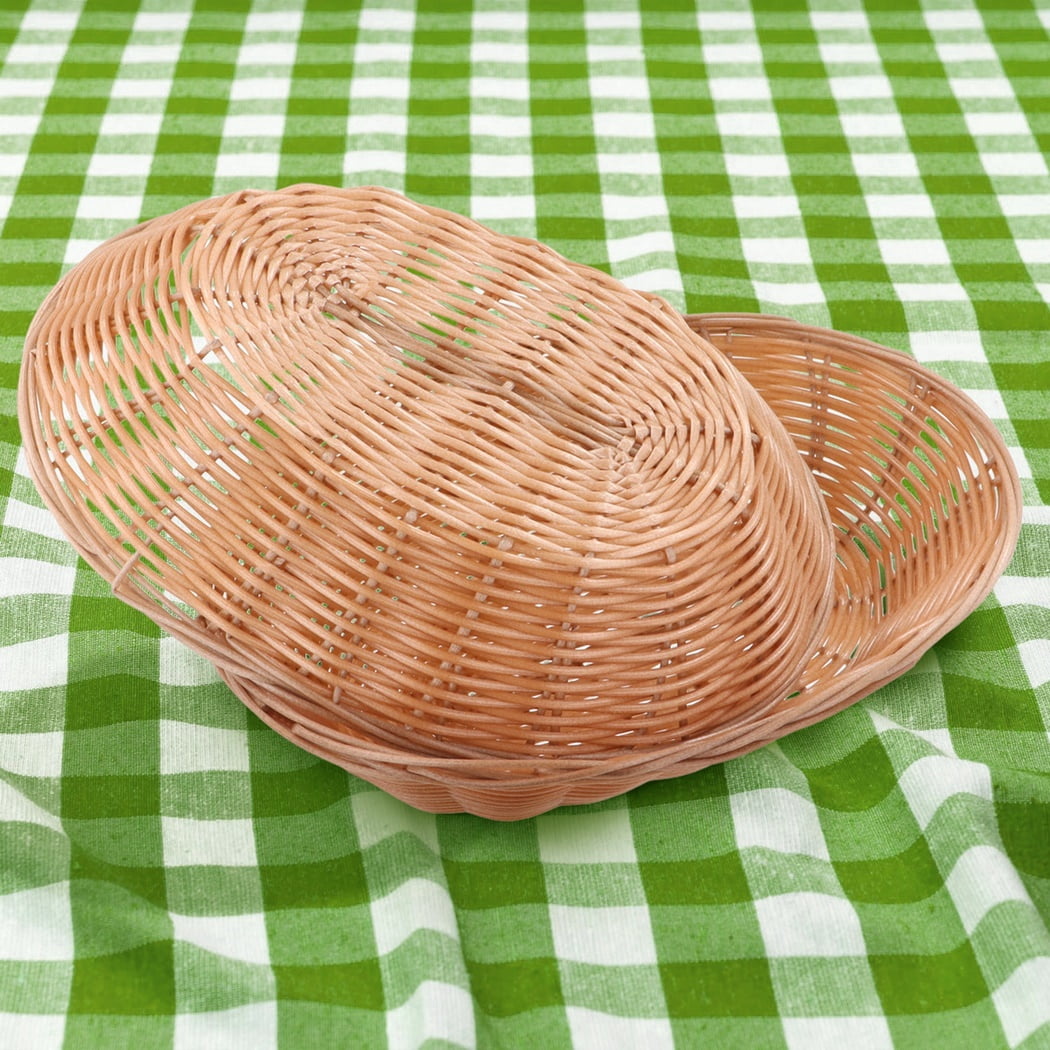 20 Packs Bread Serving Baskets, Handwoven Fruit Food Serving Baskets Made of PP Plastic Wicker, Rustic Oval Woven Food Storage Baskets for Tabletop, 9" x 6" x 2.4"