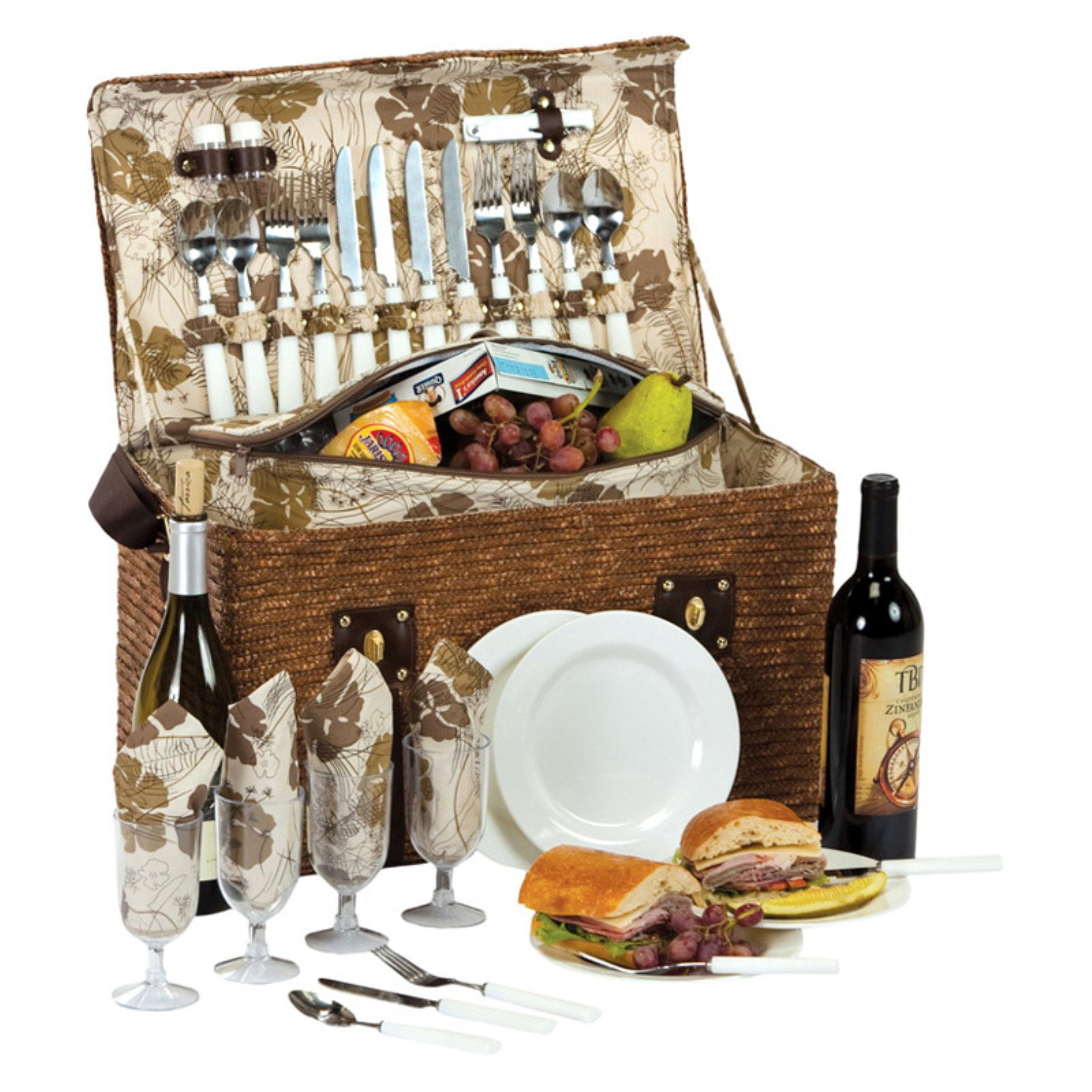 Picnic Plus Woodstock 4 Person Picnic Basket Fern Lining Walmart