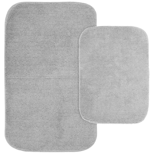 Garland 2 Piece Glamour Bathroom Rug Set, Platinum Gray