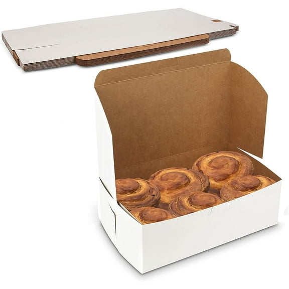 MT Products White Treat Boxes - 8" x 5.5" x 4" Bakery Boxes - Pack of 15