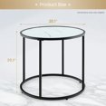 thumbnail image 2 of Demi Bonn End Table, Glass End Table, 20ch Glass End Table with Metal Frame and Faux Marble Glass Top, for Living Room, Bedroom, Black & White, 2 of 8