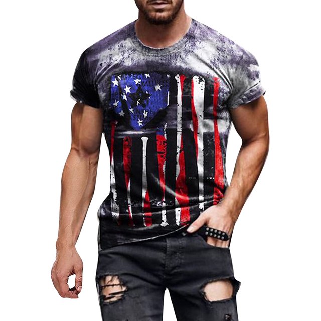 Soldier - playera de manga corta para hombre, diseño patriótico de la bandera americana, 4 de julio 10-púrpura XL 10-púrpura XL Xishao ropa