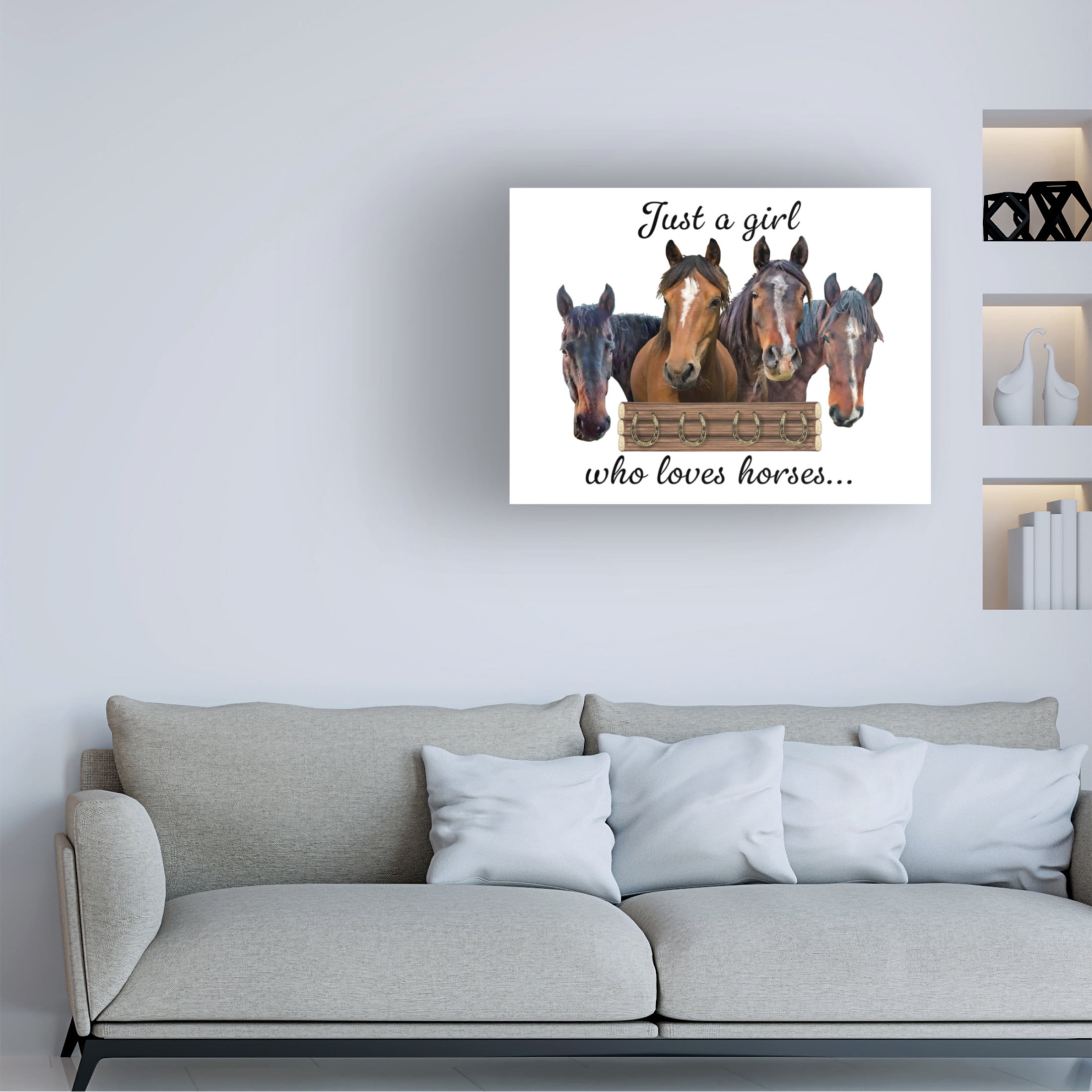 Canvas Wall Art - Jean Plout 'Just A Girl Who Loves Horses B' Wall Art for Living Room, Bedroom, or Office Décor by Trademark Fine Art - 24 x 18 Inches