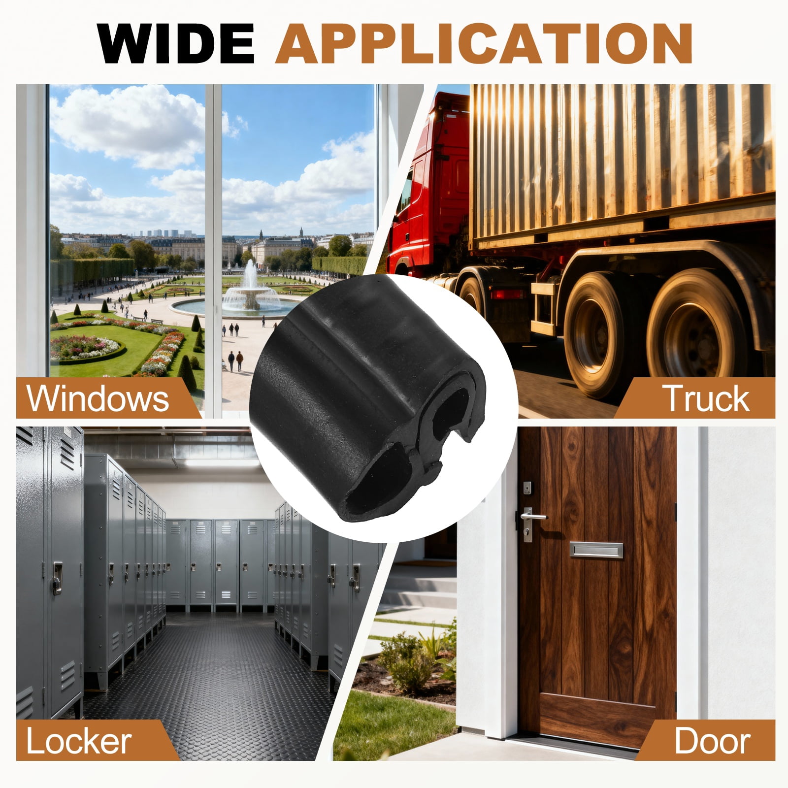Door Weather Stripping 6.5FT, 14mm W x 11mm H EPDM Car Door Rubber Edge Trim Seal Strip Gasket with Side Bulb Fit 0.5mm to 3mm Edge for Electrical Cabinet Car Boat RV Truck, Black