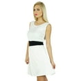 thumbnail image 4 of Bimba Women White Rayon Smocked waist Dress Knee Length Skater Dress, 4 of 6