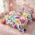 thumbnail image 3 of Manfei Colorful Flowers Quilt Full 3-Piece,Watercolor Floral Leaves Full Bedspread Sets,1 Coverlet and 2 Pillowcases, 3 of 7