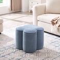 thumbnail image 2 of Zesthouse 18.5″ Linen Fabric Ottoman, Modern Ottoman Coffee Table for Living Room, Flower Shaped Foot Stools, Upholstered Footrest Stool for Couch, Blue, 2 of 9