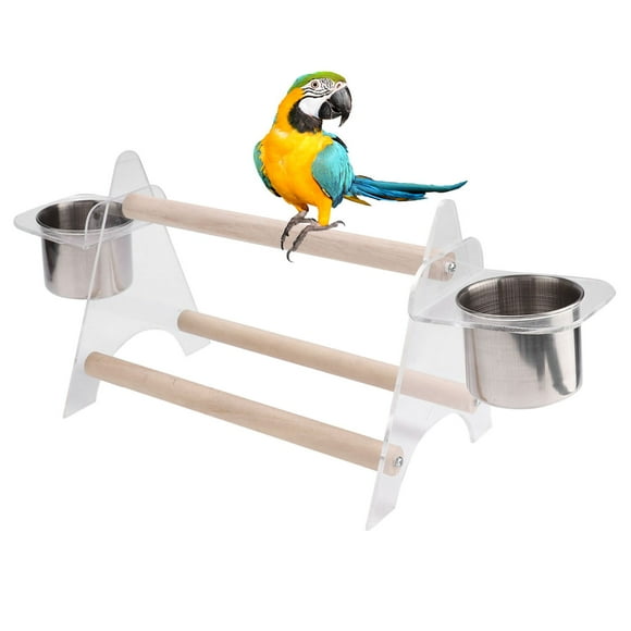 Support pour Oiseaux Multifonctionnel avec Mangeoire, Matériau en Bois et Plastique Durable, Facile à Installer, Adapté aux Petits et Moyens Oiseaux