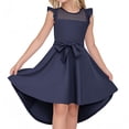 thumbnail image 1 of Zpanxa Chemises pour Filles Robe d'Été Manches à Volants en Maille Ligne A Robe Décontractée de Fête Robe Ceinturée avec Polyester Spandex 9 Ans, 1 of 6