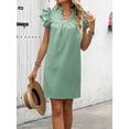 thumbnail image 6 of Women's Ruffled Notched Cap Sleeve Mini Dress Polyester % Fabric with Sheer Details and Easy Care for Everyday Wear, 6 of 26