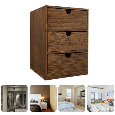 WHAMVOX  Desk Organizer Wooden Organizers Drawer Storage Bins Office Brown