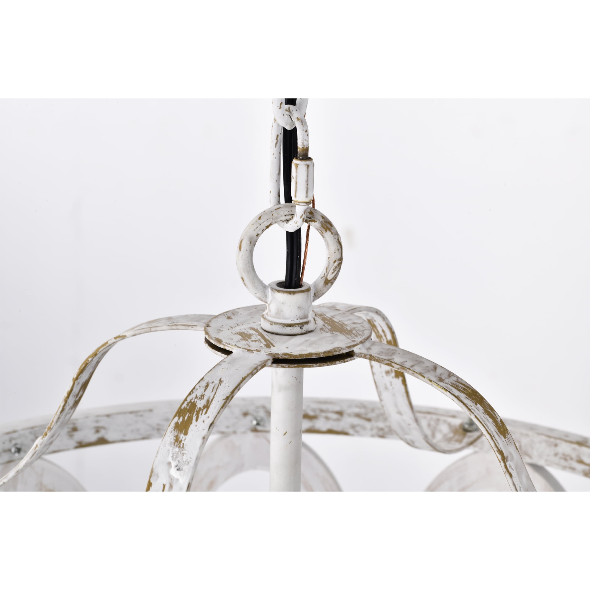 Warehouse of Tiffany Moonring Distressed White 18 Inch Farmhouse Style Pendant Ceiling Lighted Chandelier