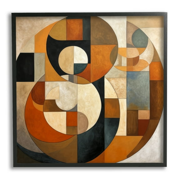 Stupell Industries Dark Contemporary Shapes Abstract Painting Black Framed Art Print Wall Art, 12 x 12