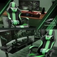 thumbnail image 2 of SOONTRANS Green Gaming Chair, Ergonomic Gamer Game Chair with Footrest & Massage Lumbar Pillow, High Back Reclining Office Vedio Computer Chair for Adult, 2 of 10