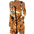 thumbnail image 2 of WXLWZYWL Ladies Evening Dresses Casual Halloween Printed Dress Long Sleeve Strapless Dress Fashion Round Neck Suspender Off Shoulder Dress, 2 of 5