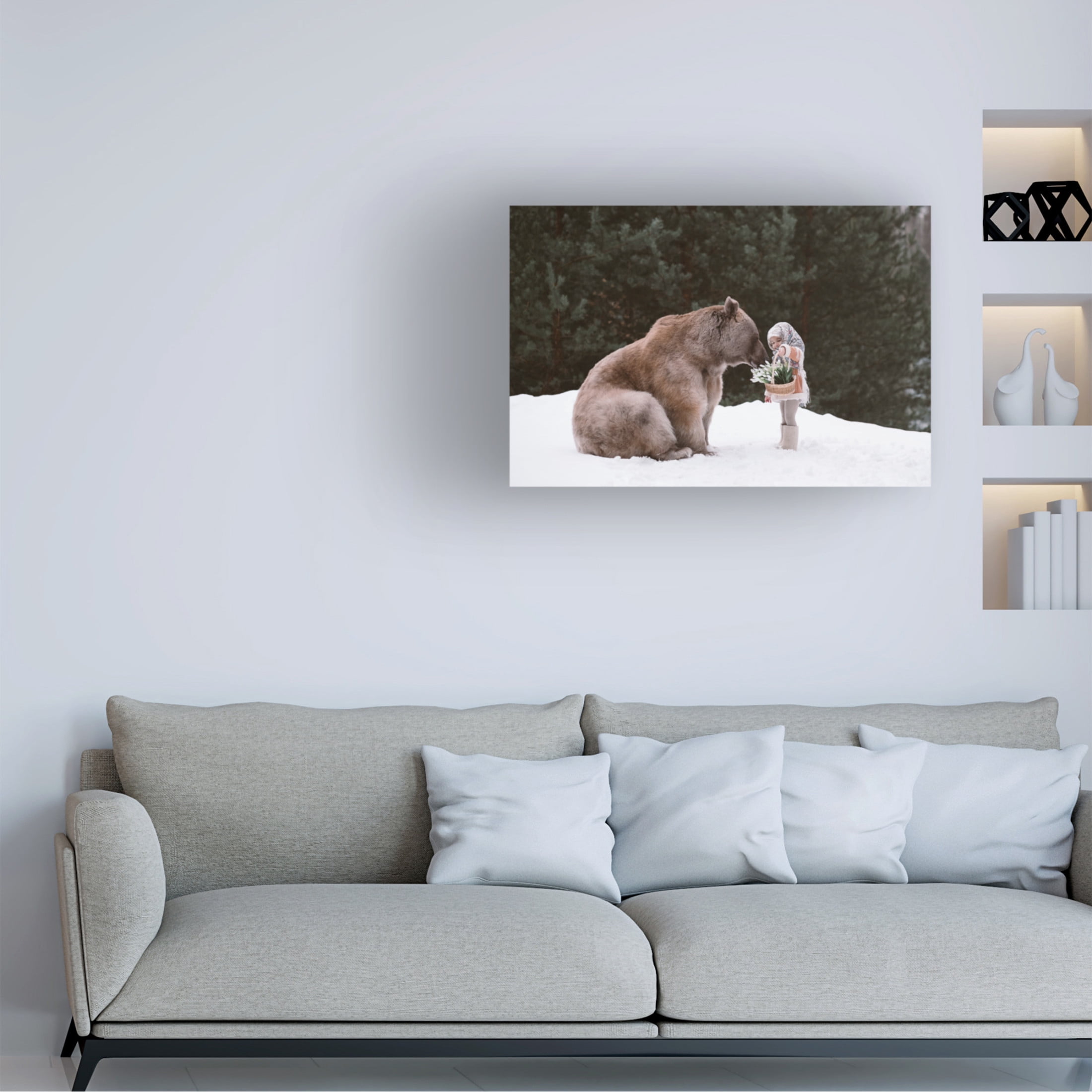 Canvas Wall Art - Olga Barantseva 'Bear Companion' Wall Art for Living Room, Bedroom, or Office Décor by Trademark Fine Art - 19 x 12 Inches