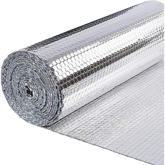 Double Reflective Poly-Foam Insulation, 48" x 20 Ft Radiant Barrier Aluminum Foil Bubble Insulation Roll - Engineered Foil