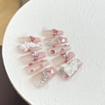 thumbnail image 3 of Hand-worn nail white angel transparent pink nail patch medium and long removable French phototherapy nail finished white, 3 of 6