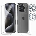 thumbnail image 1 of xixishop 2 Pack Front Screen and 2 Back Glass Protector Compatible with iPhone 15 Pro Max + 2 Pcs Camera Lens Protector, 9H Hardness, Easy to Install with Alignment Tool, 1 of 1