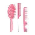 thumbnail image 1 of 3-Piece Multifunctional Hair Brush & Comb Set - Ergonomic Design for Scalp Massage, Blood Flow Stimulation, Smooth Rounded Edges - Suitable for All Hair Types (Dry & Wet), Home & Salon Use - Plastic, 1 of 6