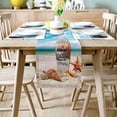 thumbnail image 2 of Table Runner Dresser Scarves 60 Inch Long, Summer Surfing and Sea Beach Starfish Shell Linen Dining Table Runners Blue Sky Tabletop Scarf for Wedding Holiday Party Kitchen, 2 of 7