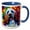 Blue/White, variant on 3drose, Funny Goldendoodle Dog Portrait. Digital Painting Gift for Everyone, 11oz Two-tone Black Mug