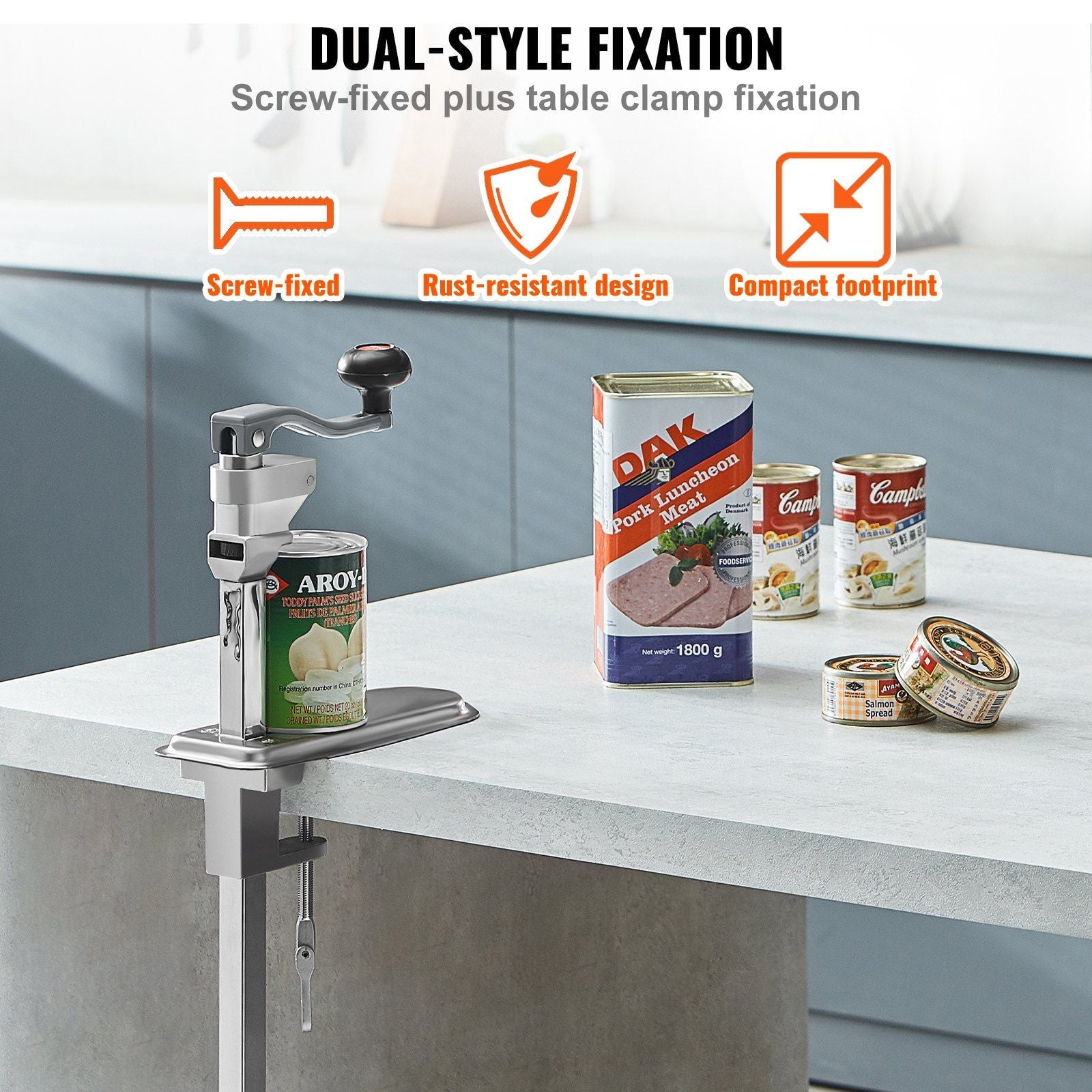 Manual Can Opener, Commercial Table Clamp Opener for Large Cans, Heavy Duty Can Opener with Base, Adjustable Height Industrial Jar Opener For Cans Up to 15.7" Tall, for Restaurant Hotel Home Bar