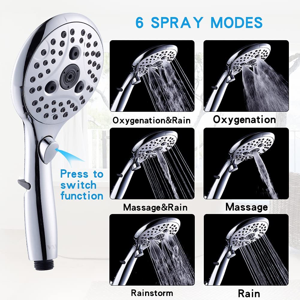VXV Handheld Shower Head with 6 Spray Settings and Hose photo 4