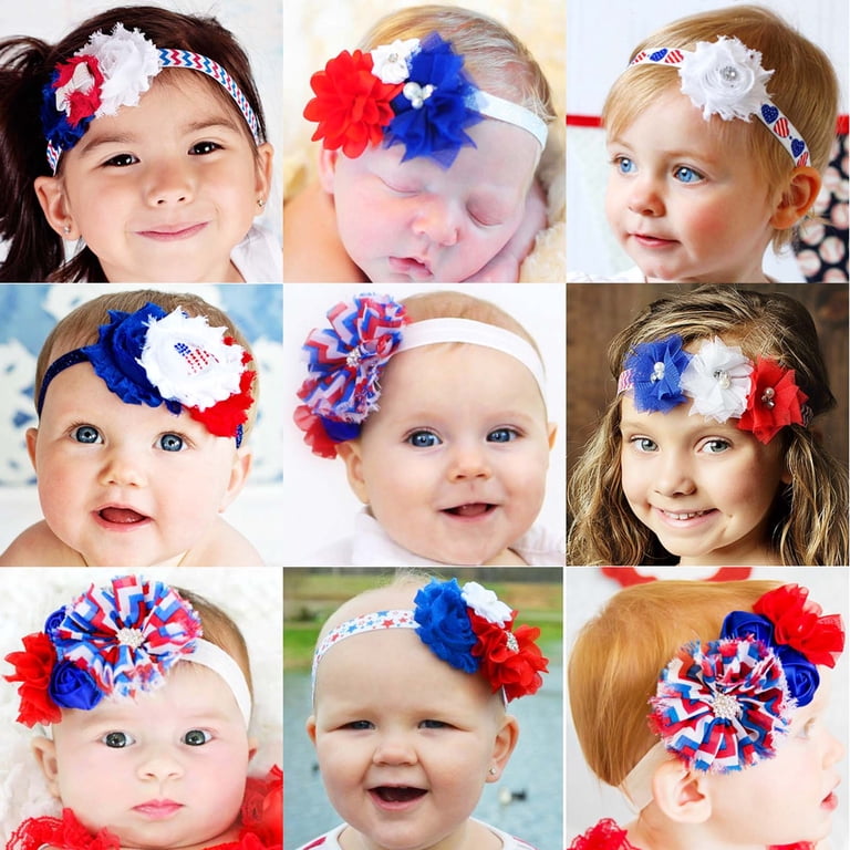 4th of July Headbands Girls Toddler Baby Teen Independence Day Hair Accessory Amazon.com: NCMAMA 2PCS 4th of July Hair Bows for Girls  main image 3