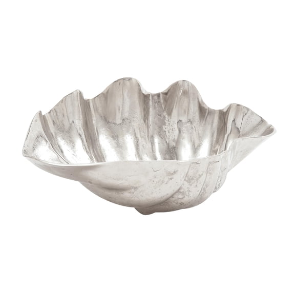 DecMode 11" Asymmetrical Textured Shell Aluminum Metal Decorative Bowl