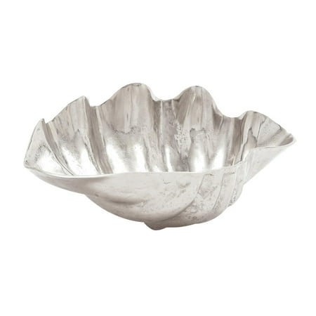 DecMode 11" Round Textured Shell Aluminum Metal Decorative Bowl