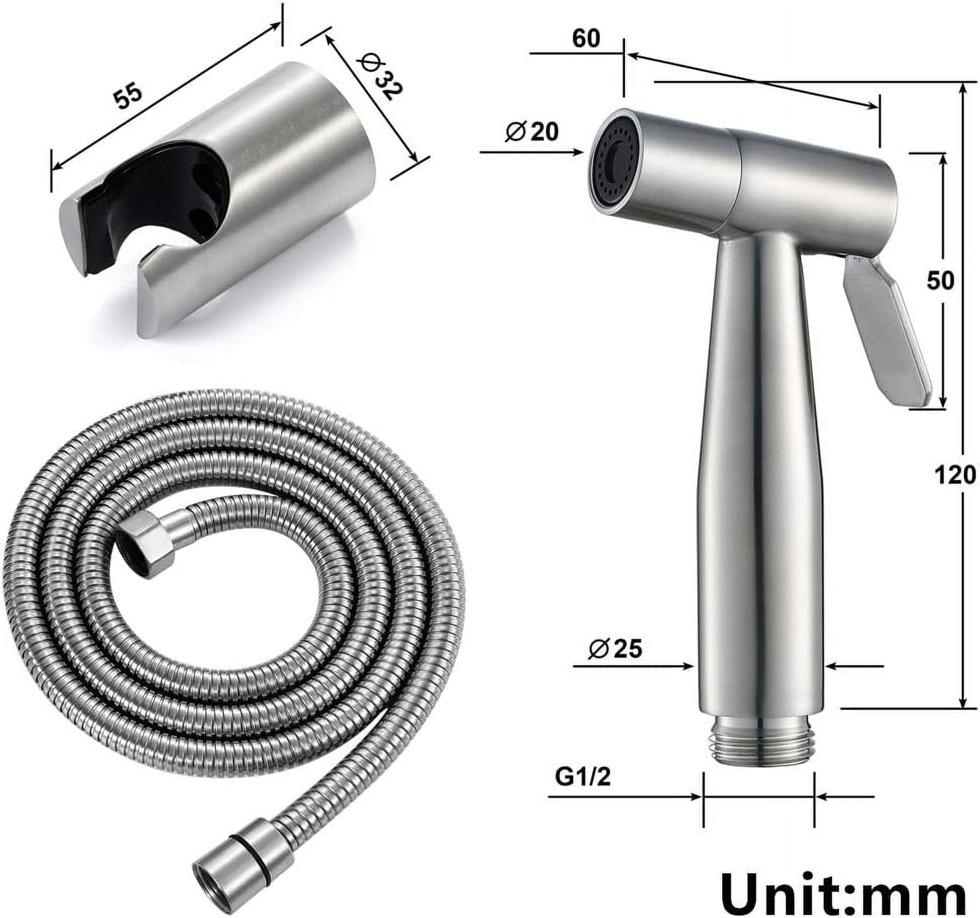 Handheld Bidet Sprayer Head Stainless Steel Portable Toilet Bidet Shower Head Brushed Bathroom Shower Bidet Tap for Toilet Cleaning, Personal Hygiene, Floor Cleaning,A