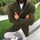 thumbnail image 4 of Suéter de punto con capucha y manga larga ajustado para otoño e invierno para hombre, ajuste cómodo, 4 of 5