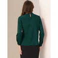 thumbnail image 3 of DARING DIVA Chiffon Blouse for Women's Long Sleeve Work Shirt L Dark Green, 3 of 6