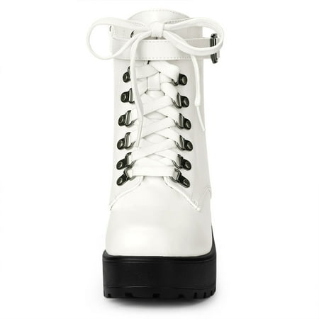 white chunky heel boot