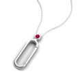 thumbnail image 5 of TriJewels Round Ruby Accent Paperclip Charm Holder Pendant Necklace in 10K White Gold, 5 of 6