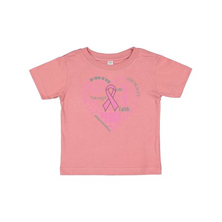 

Inktastic Breast Cancer Awareness Heart Words Gift Baby Boy or Baby Girl T-Shirt