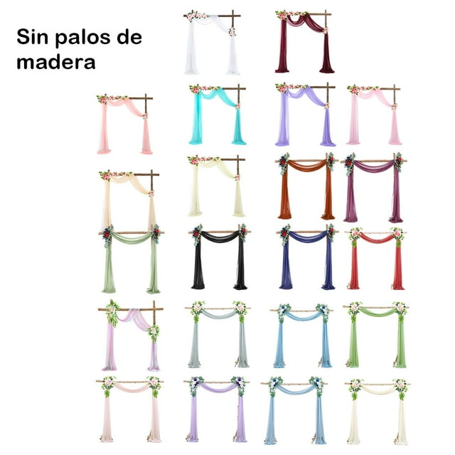 Ruiboury 2pieces Wedding Arch Drape Elegant Chiffon Fabric Draping Curtain For Courtyard Wedding For Wedding Light Blue