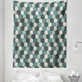 thumbnail image 1 of Shells Tapestry, Geometrical Shapes Hexagonal Honeycomb Look Pattern Illustration, Fabric Wall Hanging Decor for Bedroom Living Room Dorm, 5 Sizes, Dark Cadet Blue and Pale Grey, by Ambesonne, 1 of 1