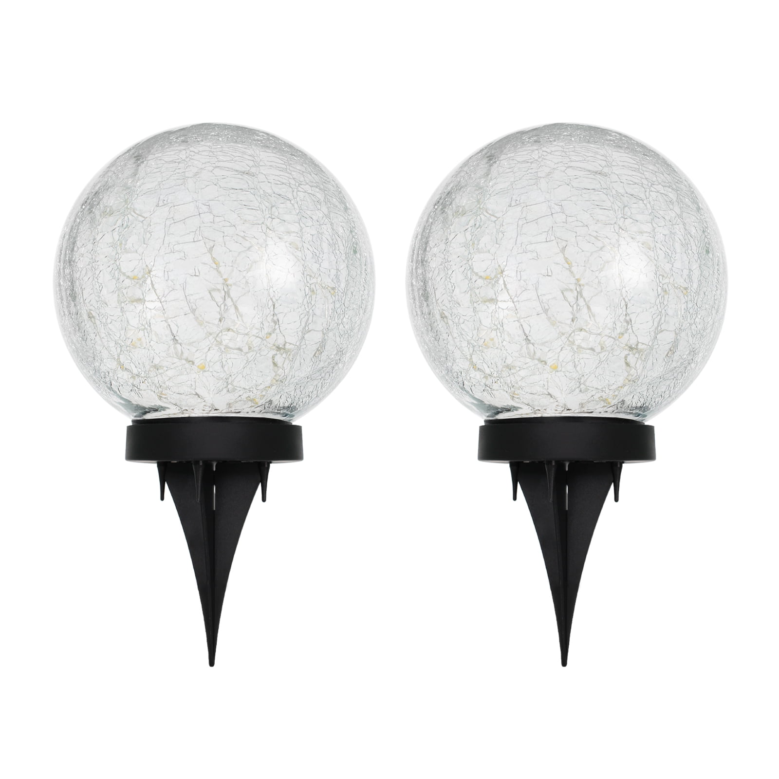 Garden Solar Ball Lights Outdoor Waterproof, 50 LED Cracked Glass Globe Solar Powered Ground Lights for Path Yard Patio Lawn - Solar Lights Outdoor, Christmas Decoration Landscape Warm White (2 Pack)