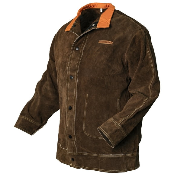 YESWELDER Flame-Resistant Leather Welding Jacket - Heavy Duty Protection for Welders for Men & Women(Size: Small)