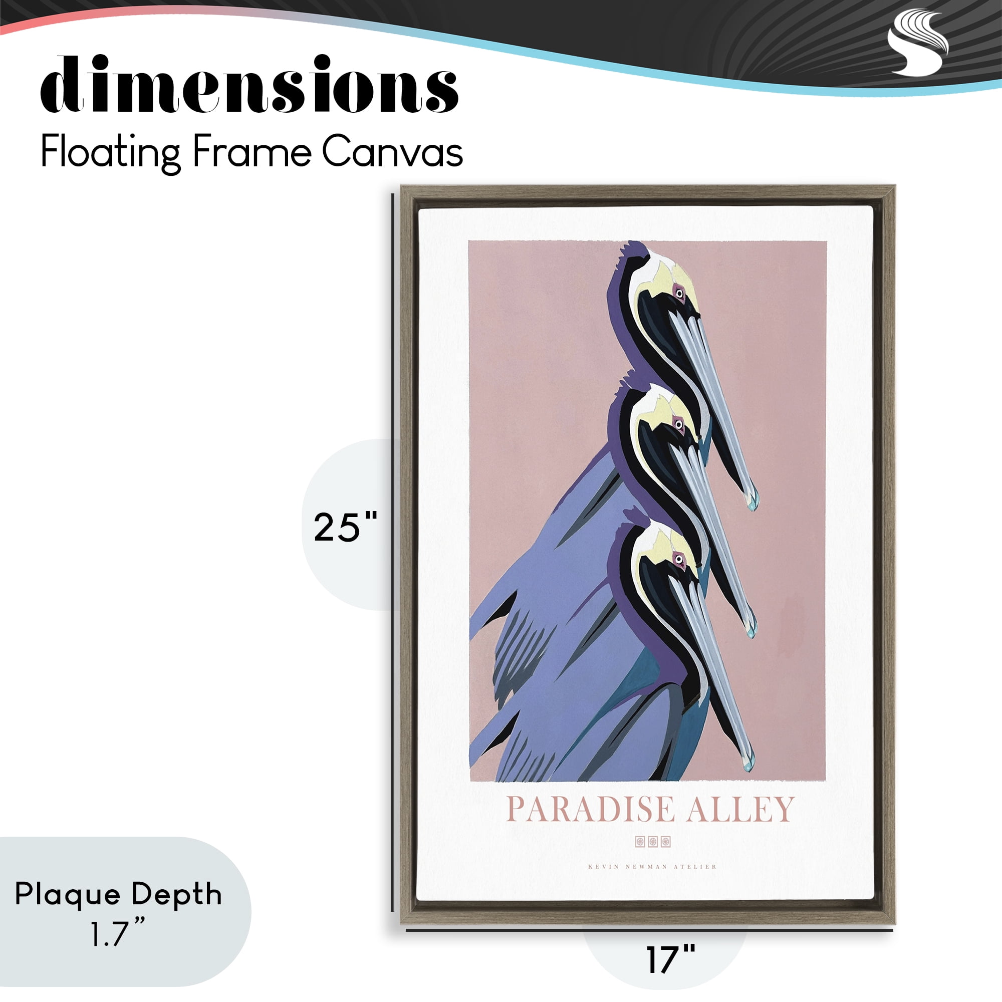 Stupell Industries Paradise Alley Pelican Trio Brown Framed Floater Canvas Wall Art, design by Jadei Graphics