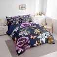 thumbnail image 3 of Manfei Teens Girls Flying Butterflies Bedding Comforter Set 7pcs,Chic Floral Flowers Queen Bedding Sets Super Cozy,Spring Garden Queen Sheet Sets,Ultra Soft Home Decor,Reversible, 3 of 8