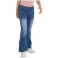 thumbnail image 4 of Yeahdor Girls High Waist Distressed Jeans Wide Leg Ripped Bell Bottom Flare Denim Pants, 4 of 7