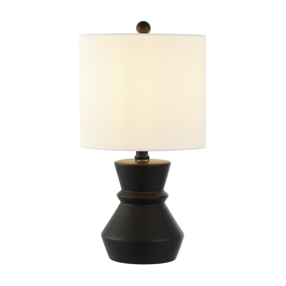 SAFAVIEH Roslyn 18 in. Modern Black Ceramic Table Lamp with White 100% Cotton Shade