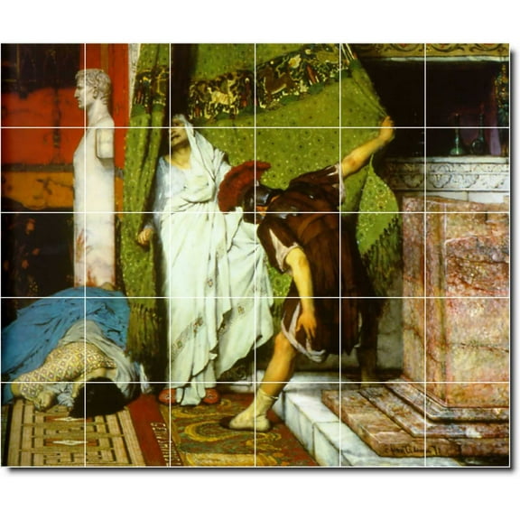 Ceramic Tile Mural-Lawrence Alma-Tadema Historical Wall Tile Mural 23. 25.5" w x 21.25" h using (30) 4.25 x 4.25 ceramic tiles